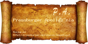 Pressburger Apollónia névjegykártya